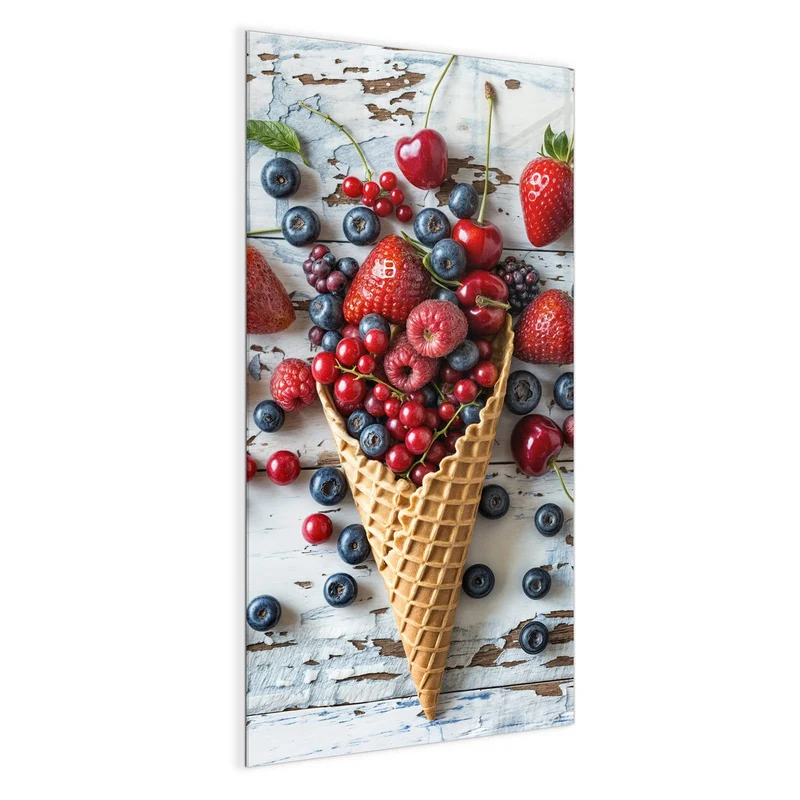 Magnettafel - Beeren in der Eiswaffel