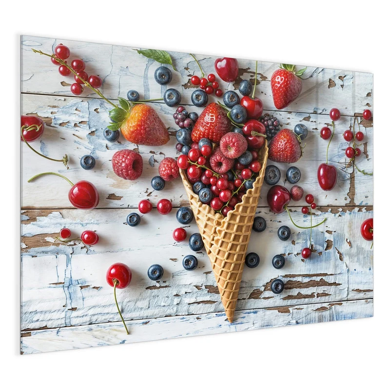Magnettafel - Beeren in der Eiswaffel