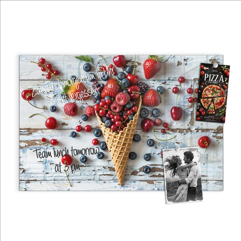 Magnettafel - Beeren in der Eiswaffel