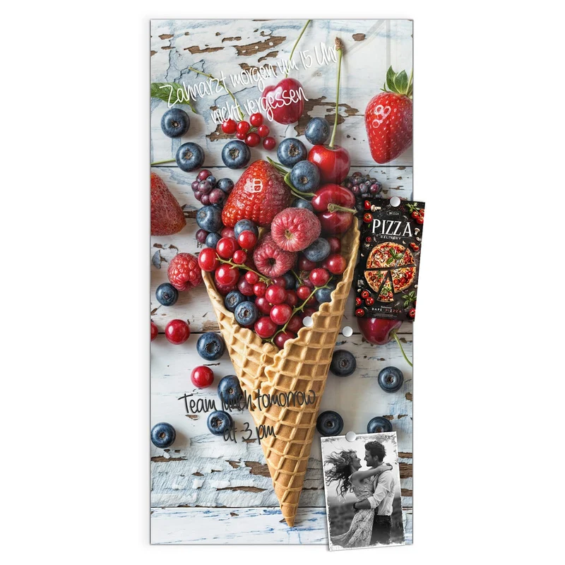 Magnettafel - Beeren in der Eiswaffel