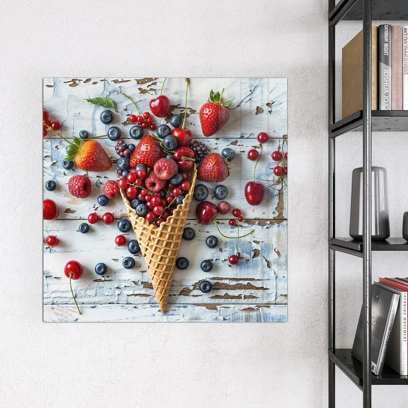 Magnettafel - Beeren in der Eiswaffel