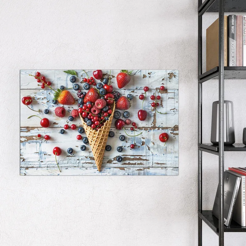 Magnettafel - Beeren in der Eiswaffel