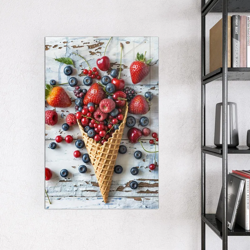 Magnettafel - Beeren in der Eiswaffel