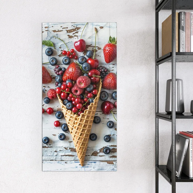 Magnettafel - Beeren in der Eiswaffel
