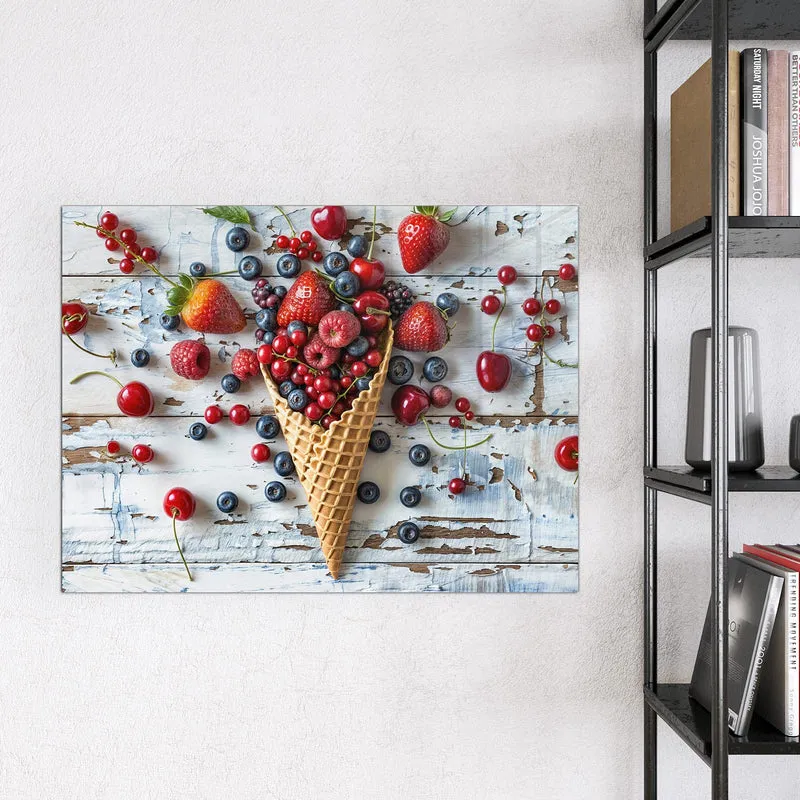 Magnettafel - Beeren in der Eiswaffel