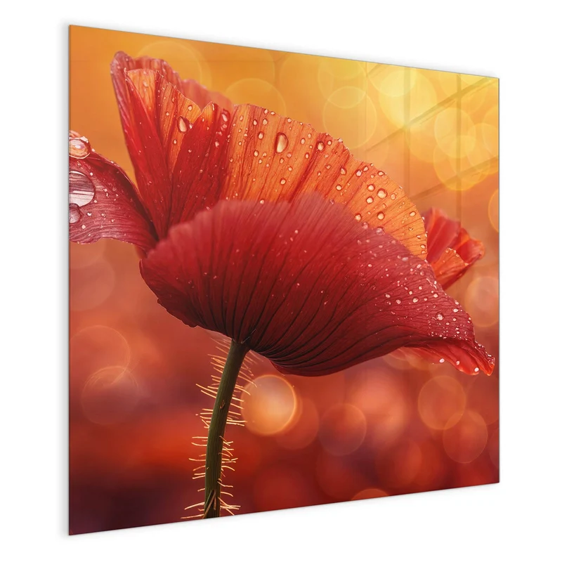 Magnettafel - Mohn mit Tautropfen