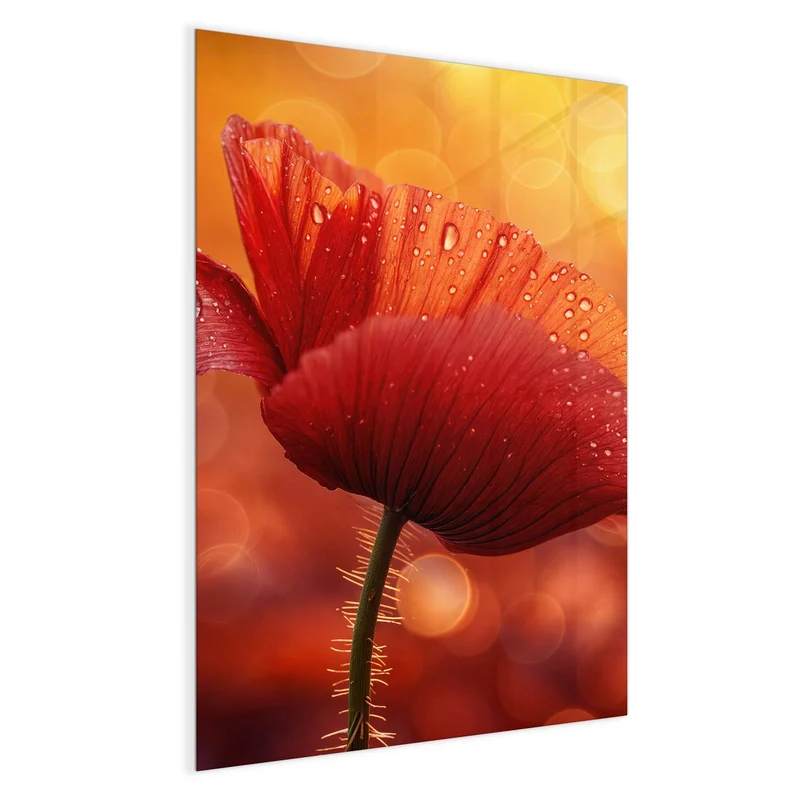 Magnettafel - Mohn mit Tautropfen