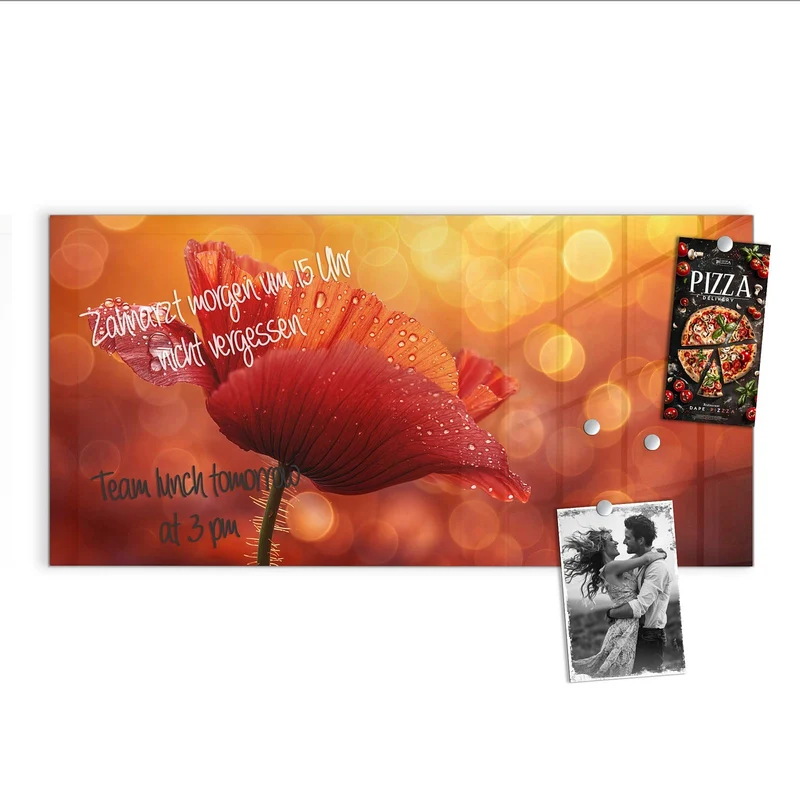 Magnettafel - Mohn mit Tautropfen