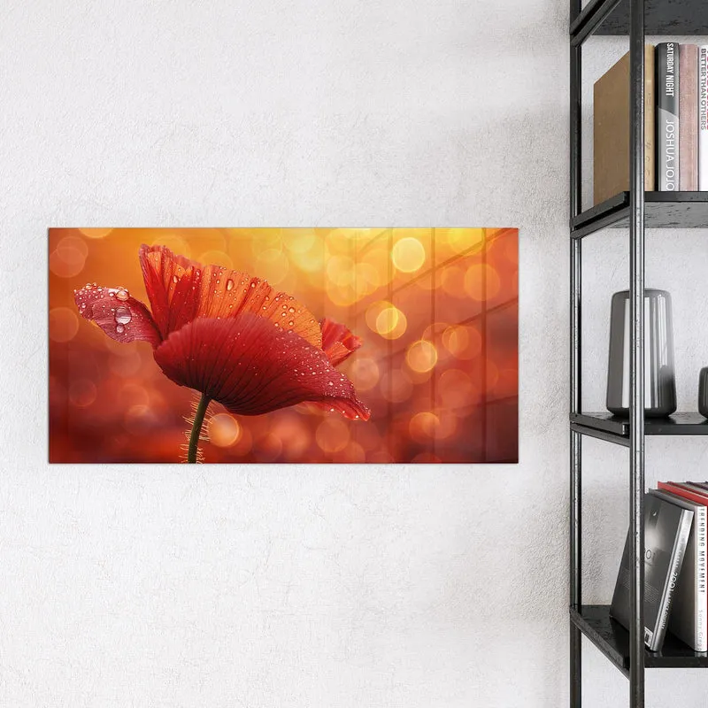 Magnettafel - Mohn mit Tautropfen