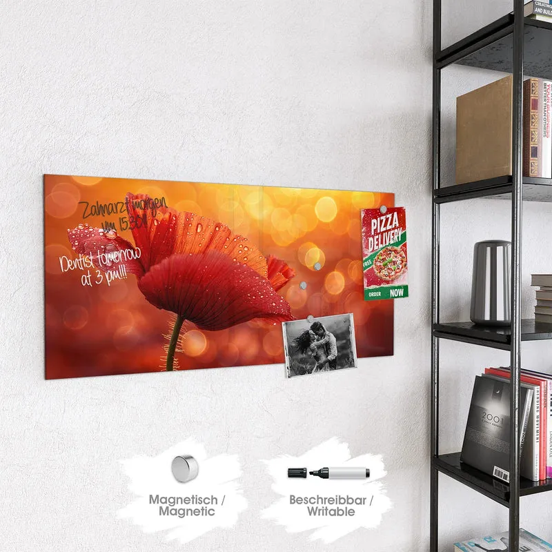 Magnettafel - Mohn mit Tautropfen