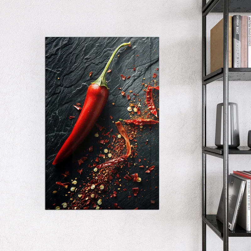 Magnettafel - Chili auf Schiefer