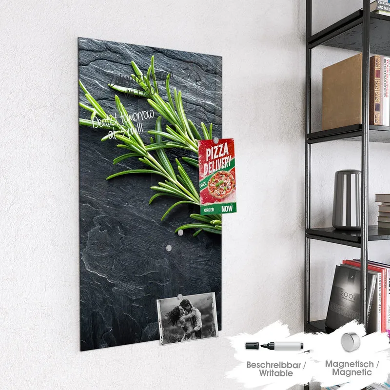Magnettafel - Rosmarin auf Schiefer
