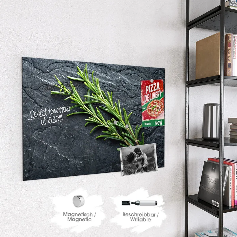 Magnettafel - Rosmarin auf Schiefer