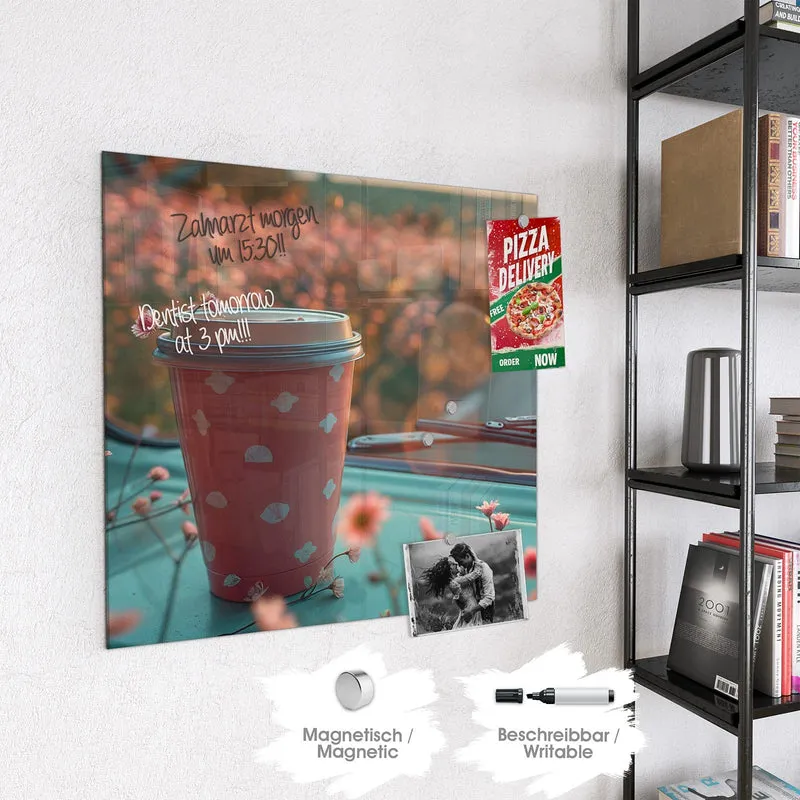 Magnettafel - Rosa Kaffeebecher