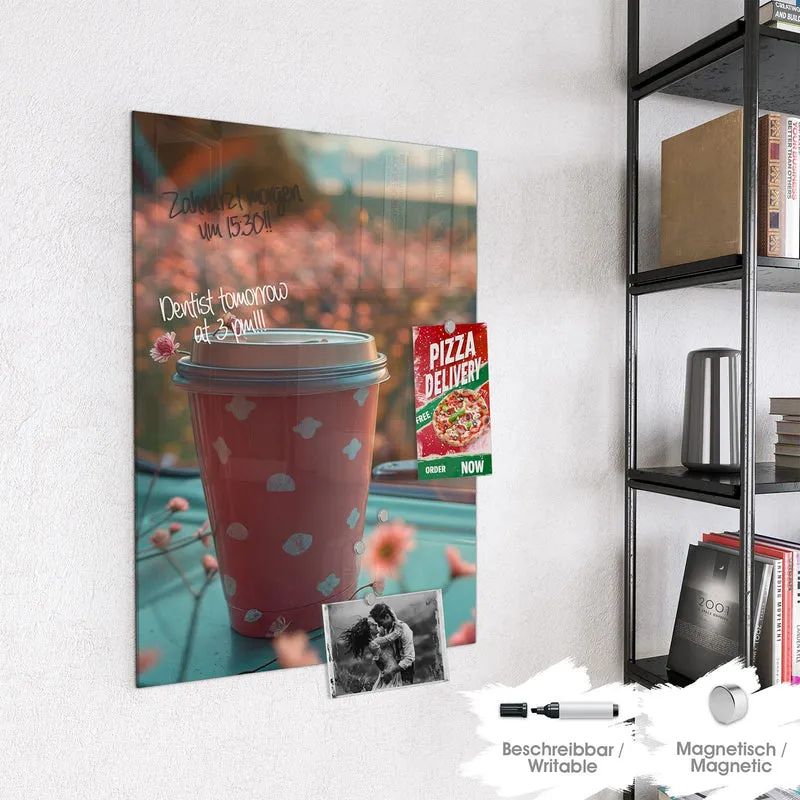 Magnettafel - Rosa Kaffeebecher