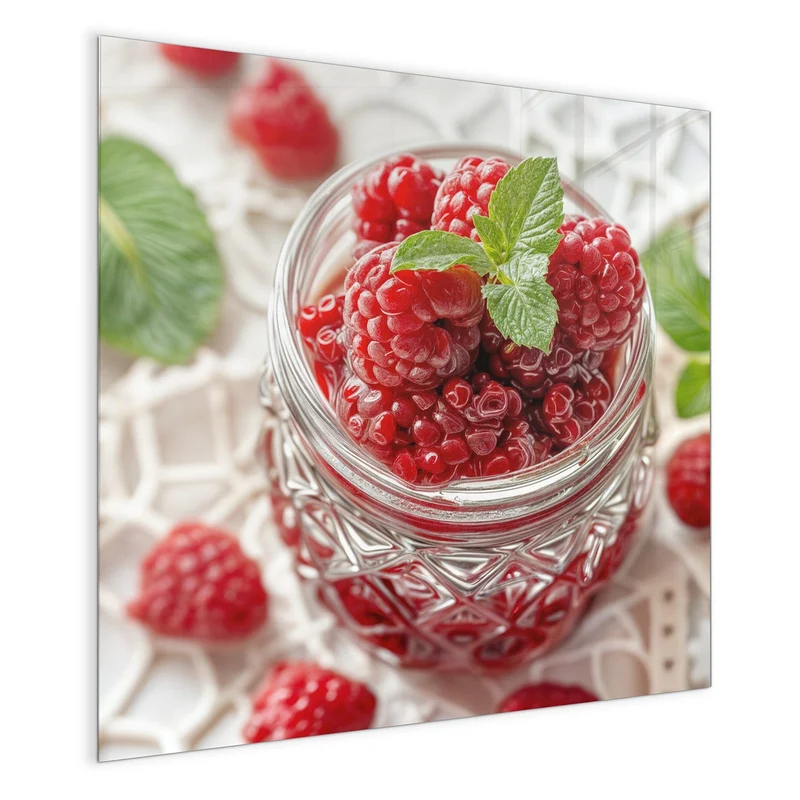Magnettafel - Glas mit Himbeeren