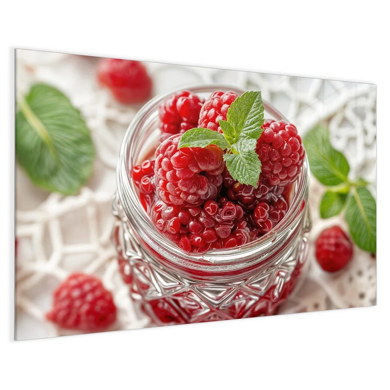Magnettafel - Glas mit Himbeeren
