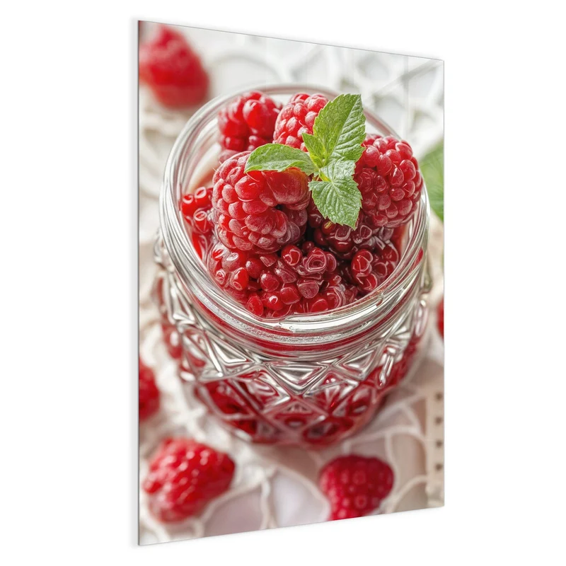 Magnettafel - Glas mit Himbeeren