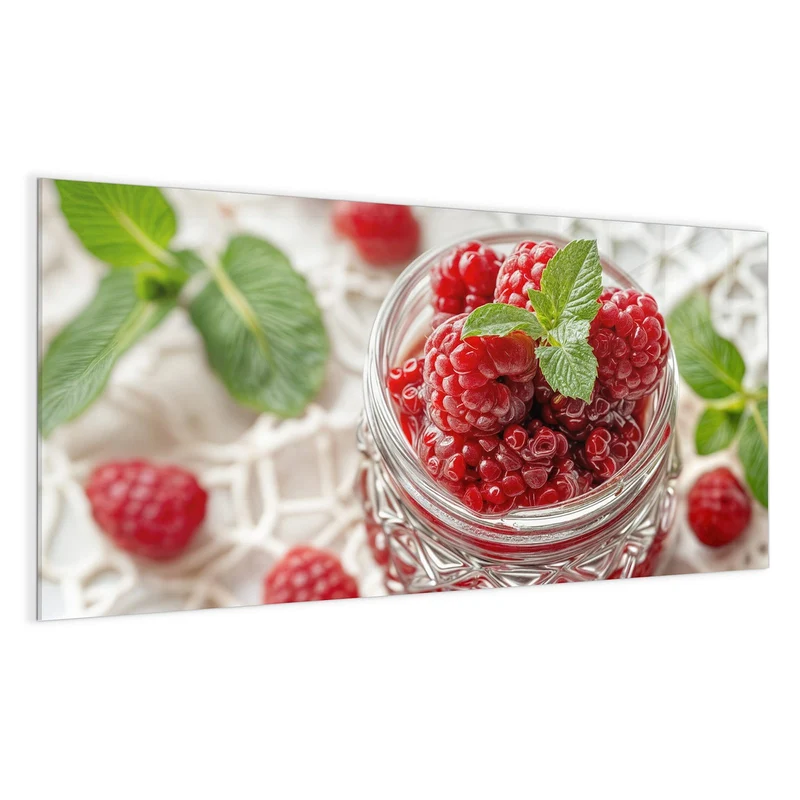 Magnettafel - Glas mit Himbeeren