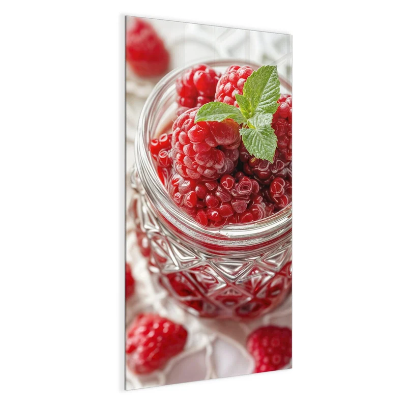 Magnettafel - Glas mit Himbeeren
