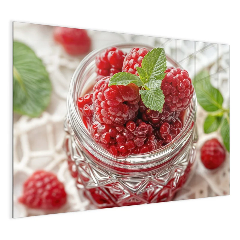 Magnettafel - Glas mit Himbeeren