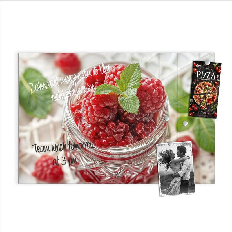 Magnettafel - Glas mit Himbeeren