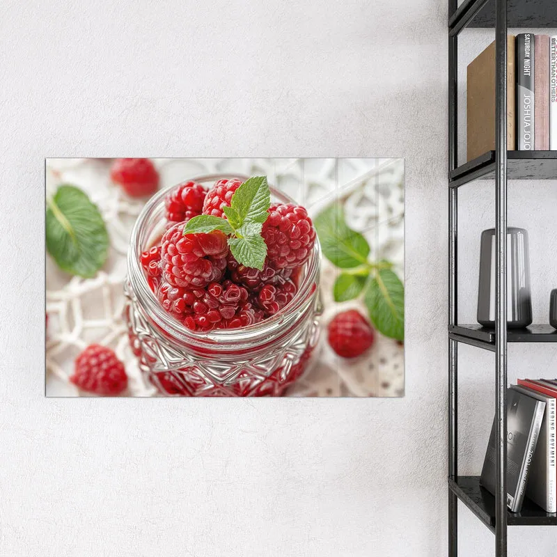 Magnettafel - Glas mit Himbeeren