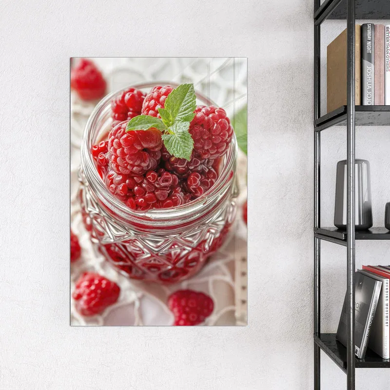 Magnettafel - Glas mit Himbeeren
