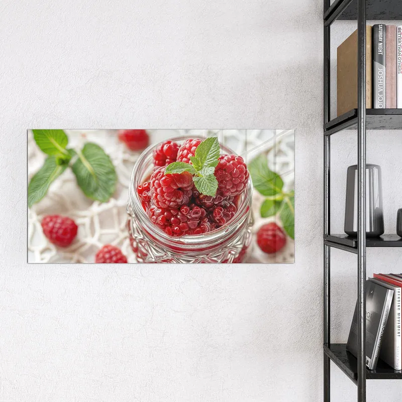 Magnettafel - Glas mit Himbeeren