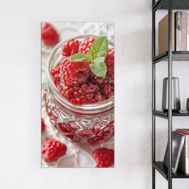 Magnettafel - Glas mit Himbeeren