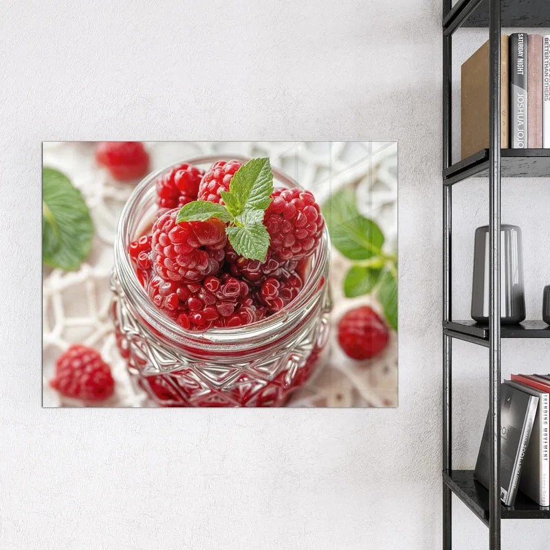 Magnettafel - Glas mit Himbeeren