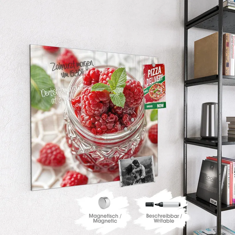 Magnettafel - Glas mit Himbeeren