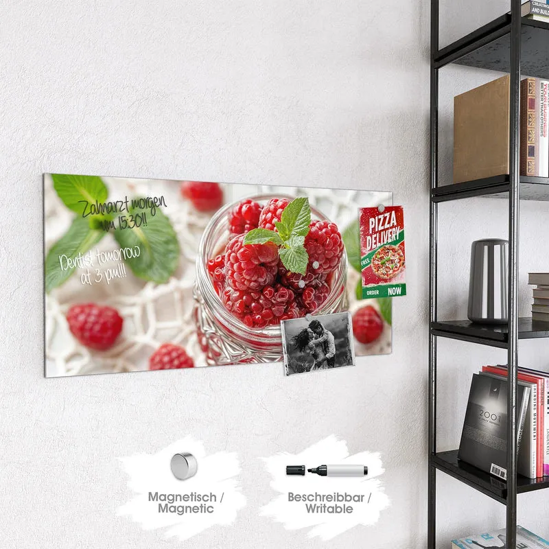 Magnettafel - Glas mit Himbeeren