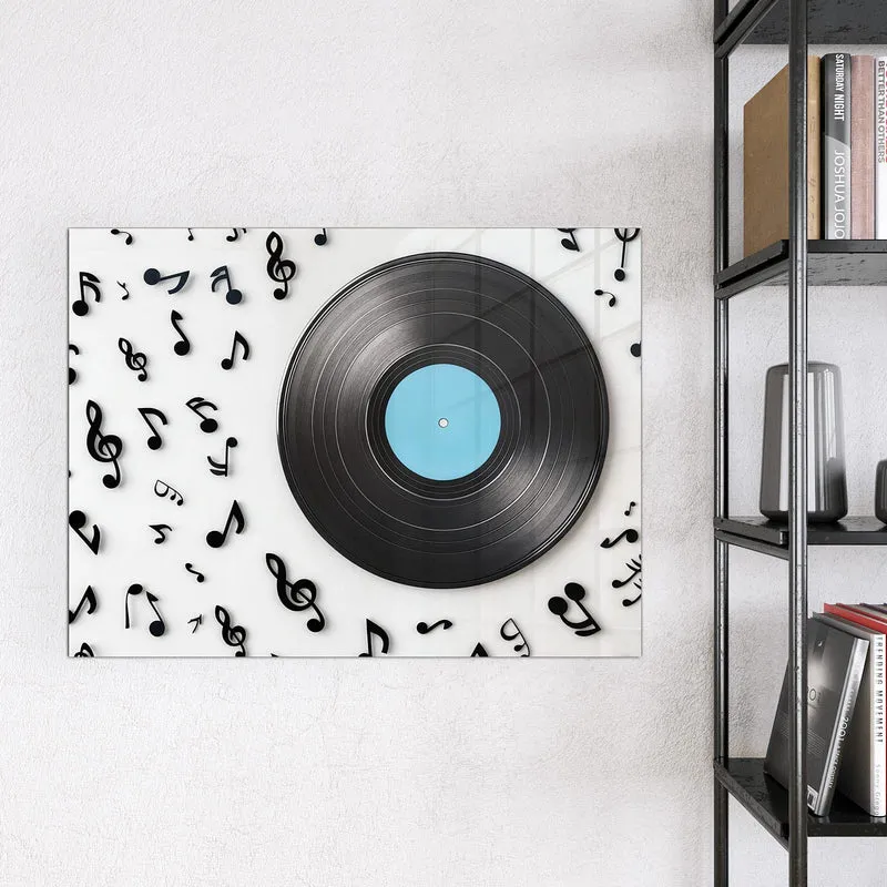 Magnettafel - Schallplatte mit Noten