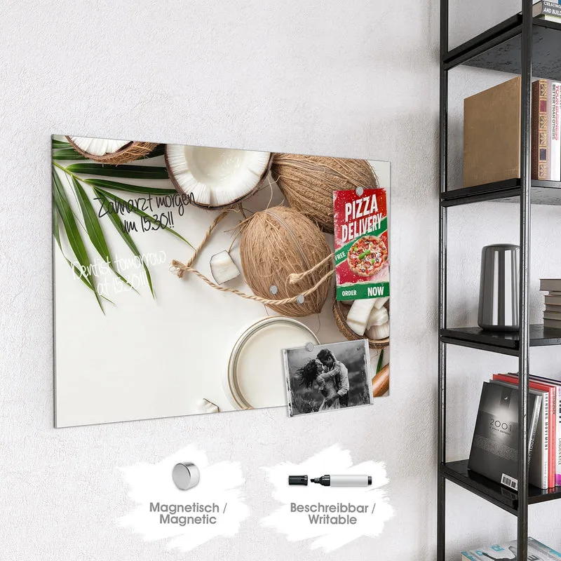 Magnettafel - Kokosnüsse und Blätter