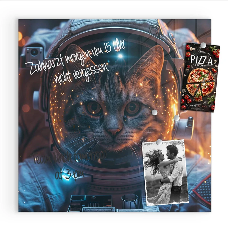 Magnettafel - Katze im Raumanzug