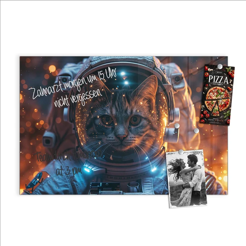 Magnettafel - Katze im Raumanzug