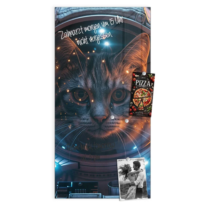 Magnettafel - Katze im Raumanzug