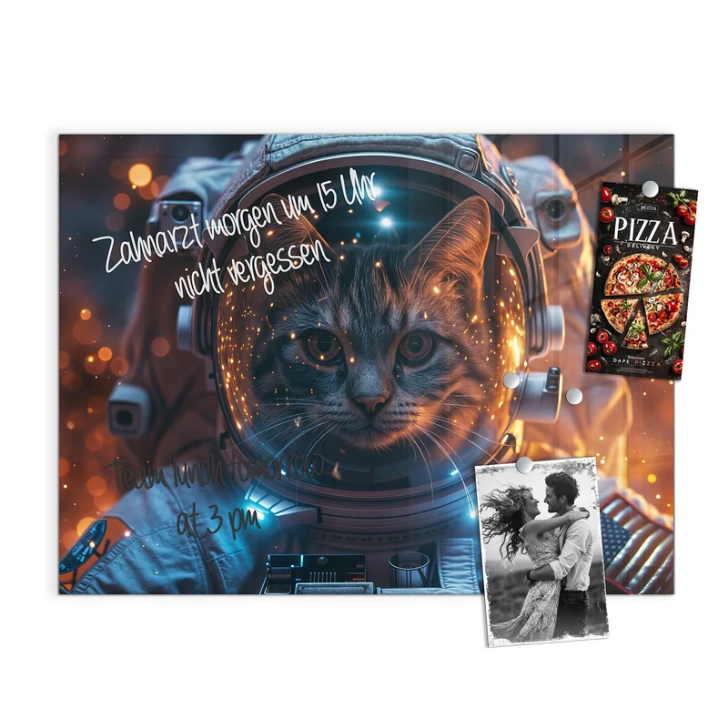 Magnettafel - Katze im Raumanzug