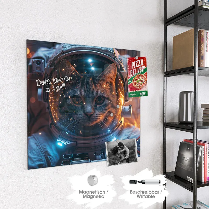 Magnettafel - Katze im Raumanzug