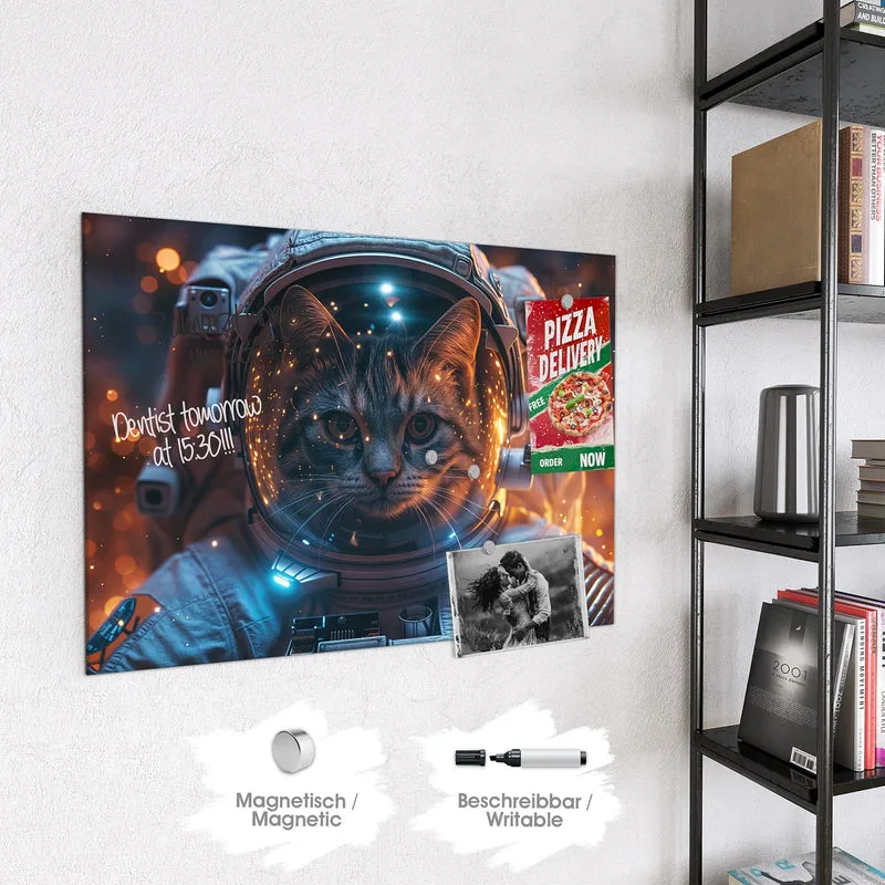 Magnettafel - Katze im Raumanzug