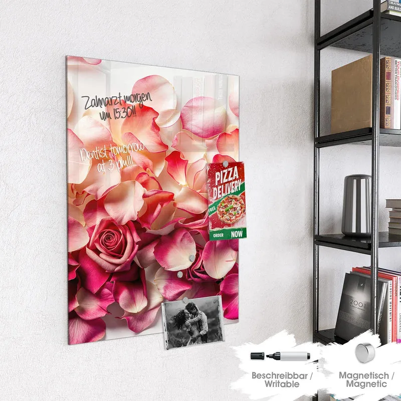 Magnettafel - Rosenblüten in Pink