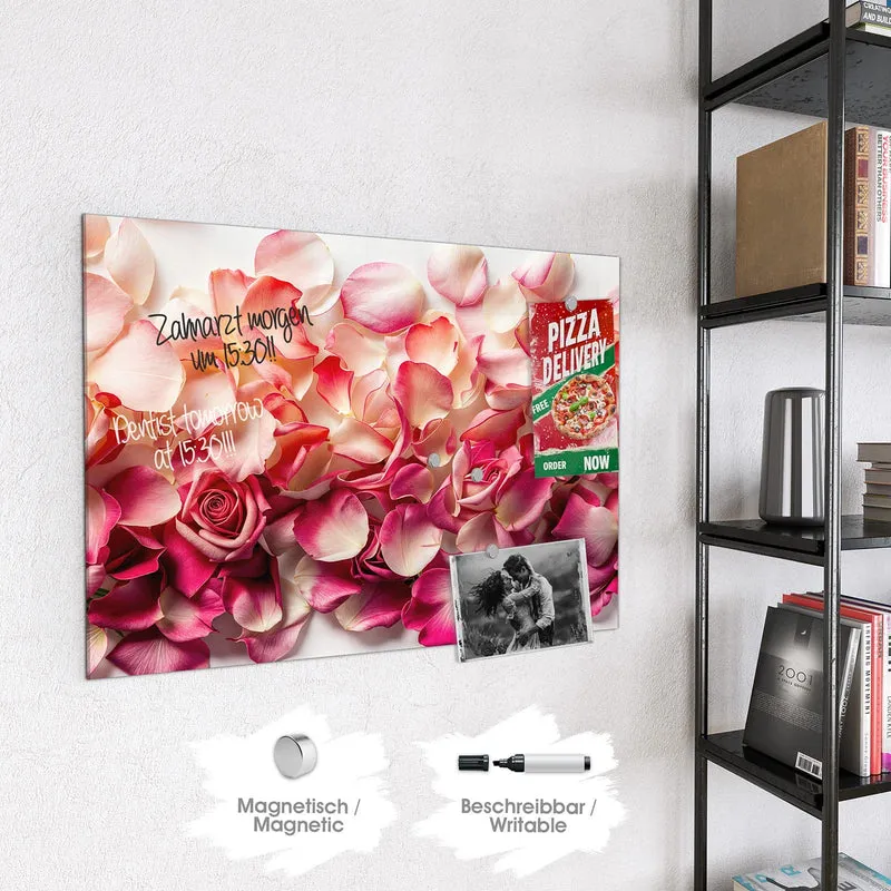 Magnettafel - Rosenblüten in Pink