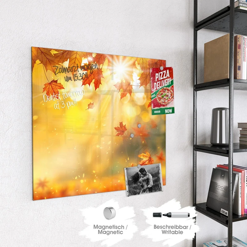 Magnettafel - Sonne im Ahornlaub