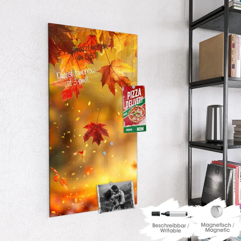 Magnettafel - Sonne im Ahornlaub