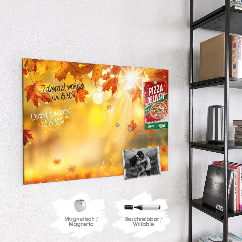 Magnettafel - Sonne im Ahornlaub