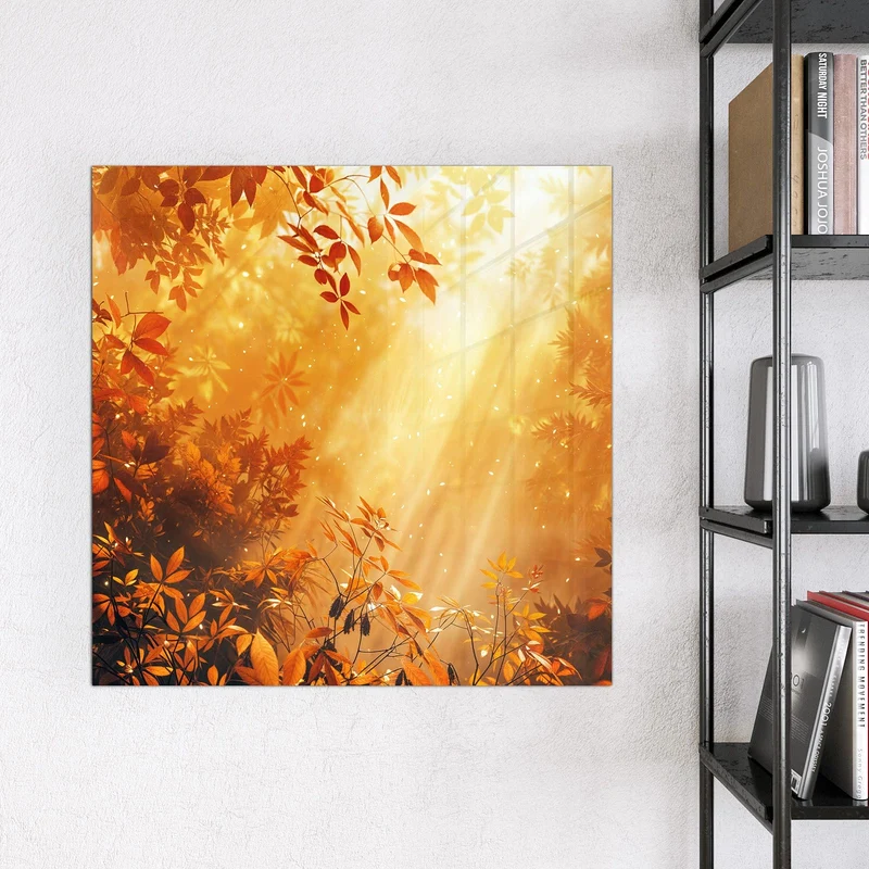 Magnettafel - Herbstwald im Gegenlicht