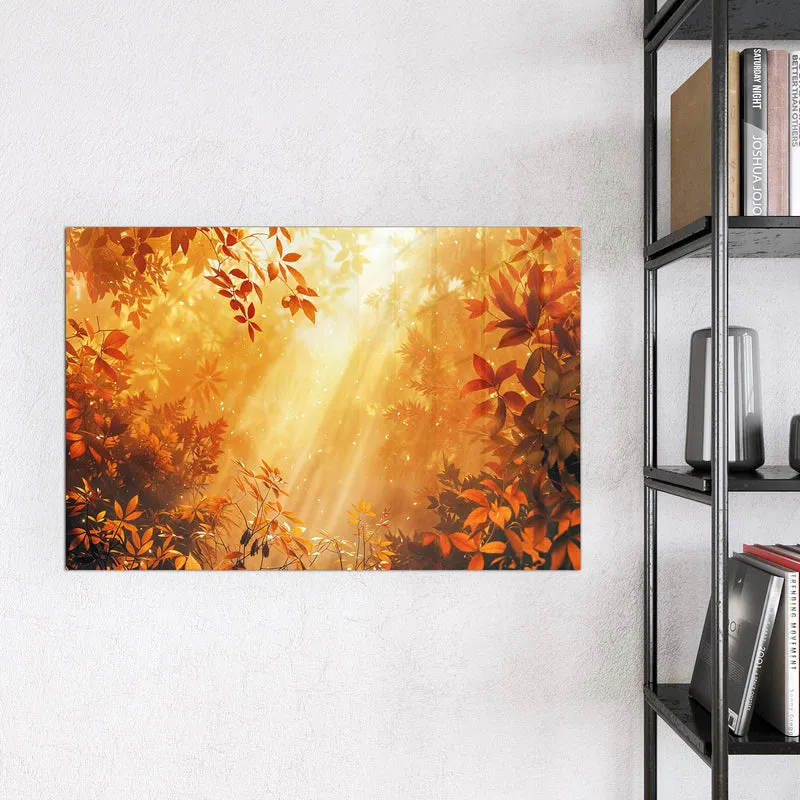 Magnettafel - Herbstwald im Gegenlicht