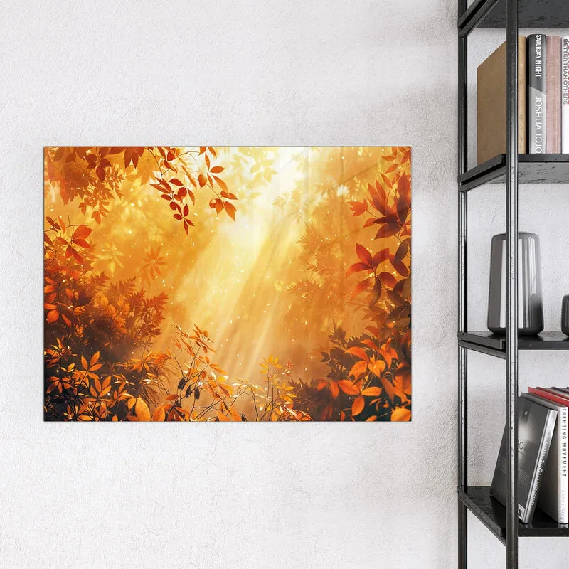 Magnettafel - Herbstwald im Gegenlicht
