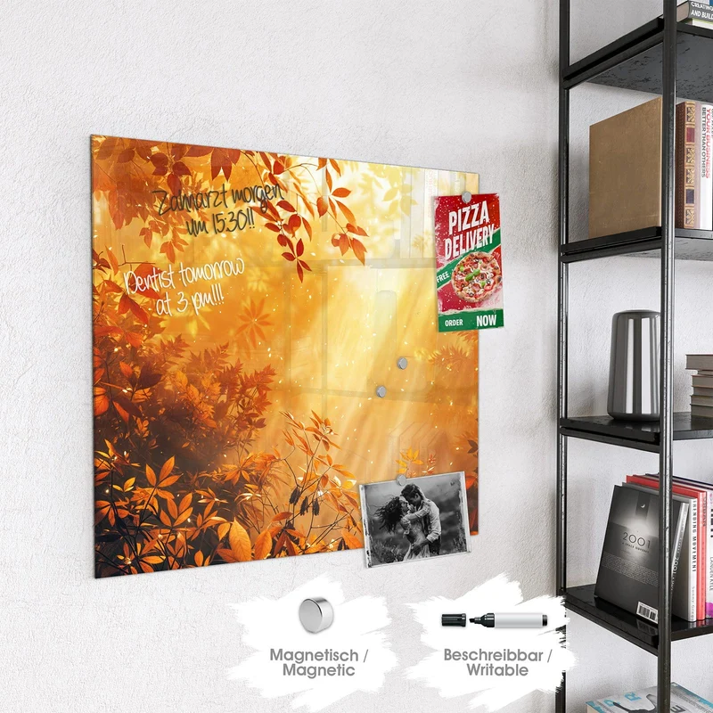 Magnettafel - Herbstwald im Gegenlicht